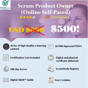 Scrum Product Owner Certification Online Self-paced Course USD 500